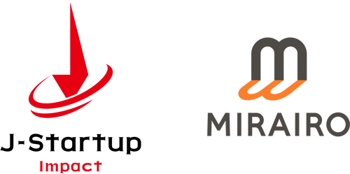【ロゴマーク】左にJ-Startup Impact、右にミライロ