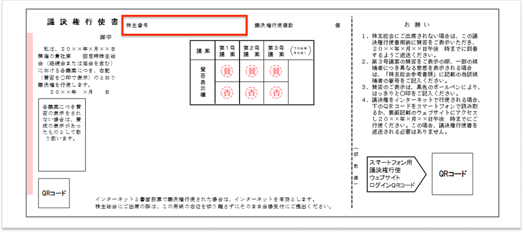 議決権行使書のイメージ画像