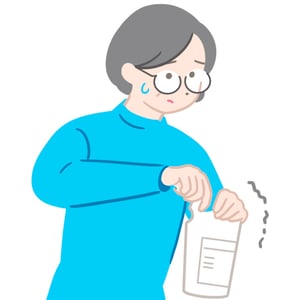 うめかえ用パックの注ぎ口が開けにくそうな様子のイラスト