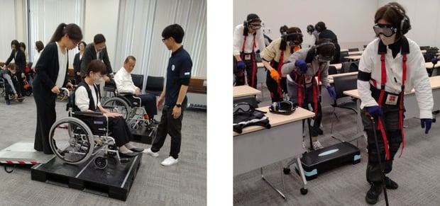 画像_車いす研修と高齢者研修の様子
