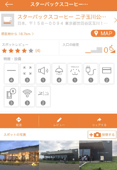 写真　ビーマップでスターバックスを調べたときに出てくる画面