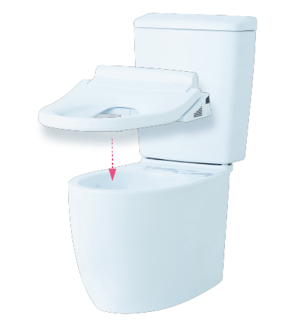 画像　通常のトイレにオストメイト対応の便座を取り付ける様子