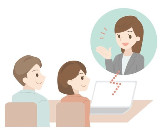 オンラインで相談会に参加するイメージイラスト