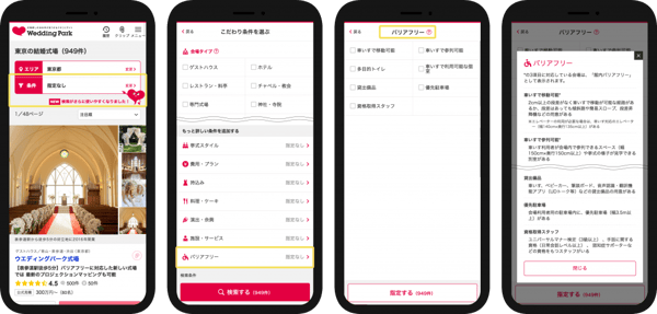 結婚準備クチコミ情報サイト「ウエディングパーク」に新たに追加された『バリアフリー対応』に関する項目をミライロが監修しました