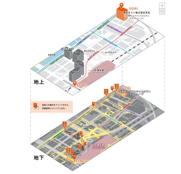 地上と地下を表示したマップ