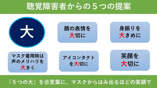 画像　5つの大　を合言葉に、マスクからはみ出るほどの笑顔で。