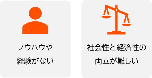 ノウハウや経験がない・社会性と経済性の両立が難しいというお悩み